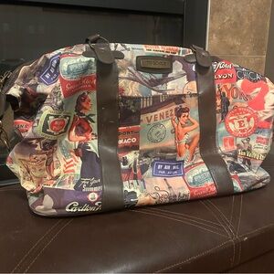 Tracker Travel-Themed Brown and Multicolor Full Size Duffle Bag